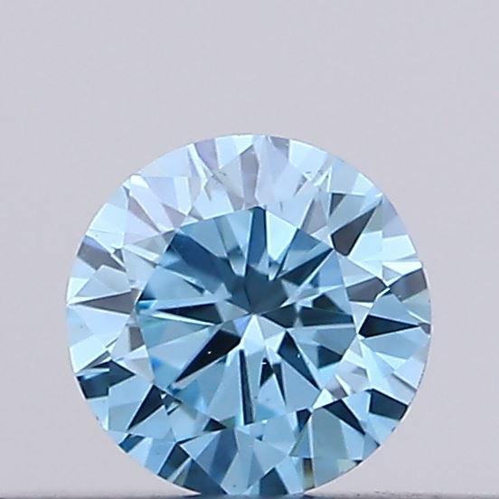 Actual 0.12 carat Vivid Blue Round lab-grown diamond
