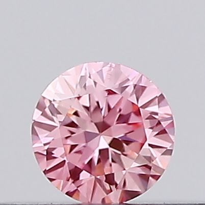 Actual 0.11 carat Vivid Pink Round lab-grown diamond