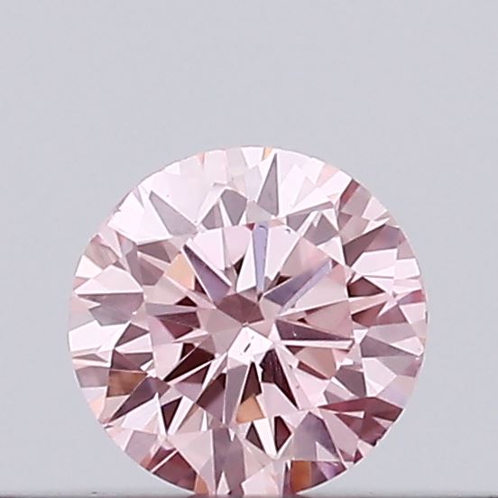 Actual 0.12 carat Intense Pink Round lab-grown diamond