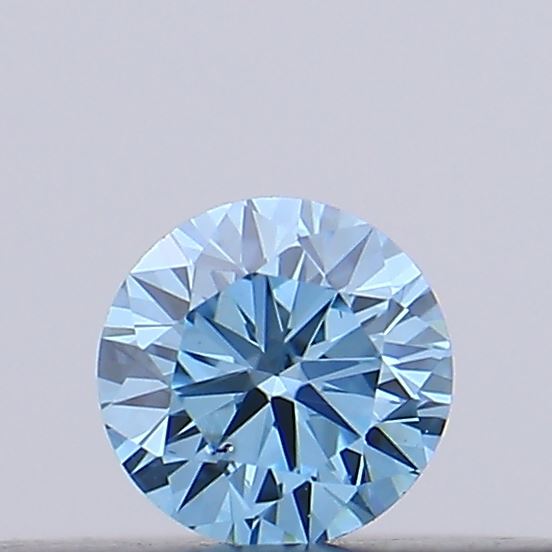 Actual 0.11 carat Vivid Blue Round lab-grown diamond