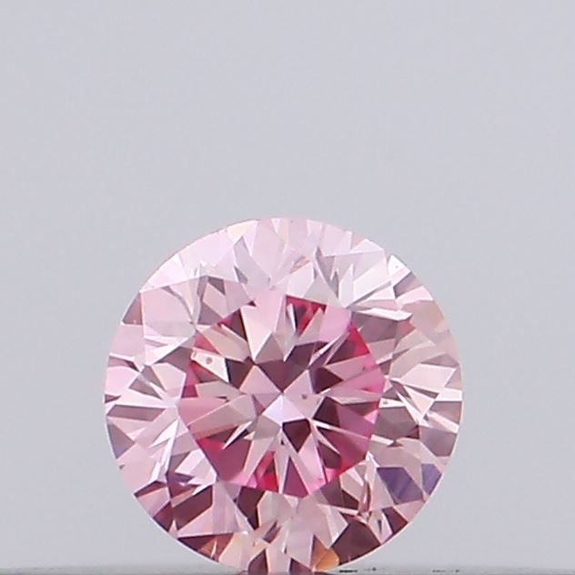 Actual 0.1 carat Vivid Pink Round lab-grown diamond
