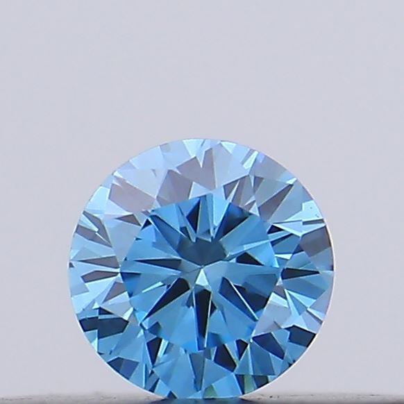 Actual 0.13 carat Vivid Blue Round lab-grown diamond