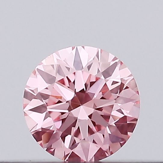 Actual 0.12 carat Vivid Pink Round lab-grown diamond