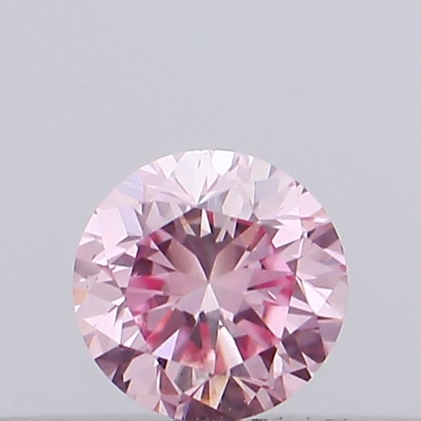 Actual 0.1 carat Intense Pink Round lab-grown diamond