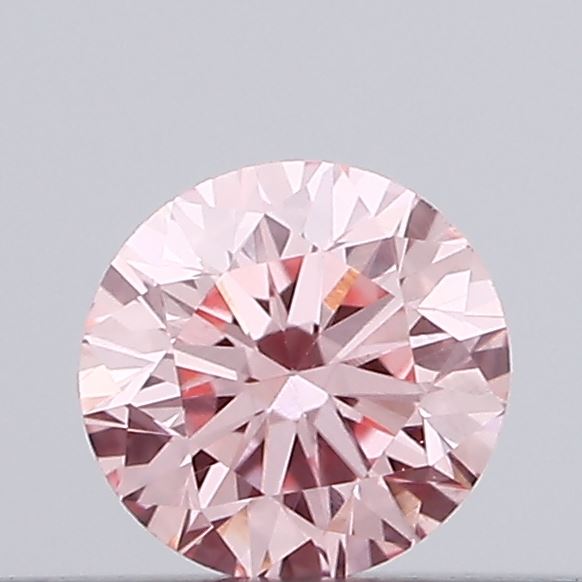 Actual 0.17 carat Intense Pink Round lab-grown diamond