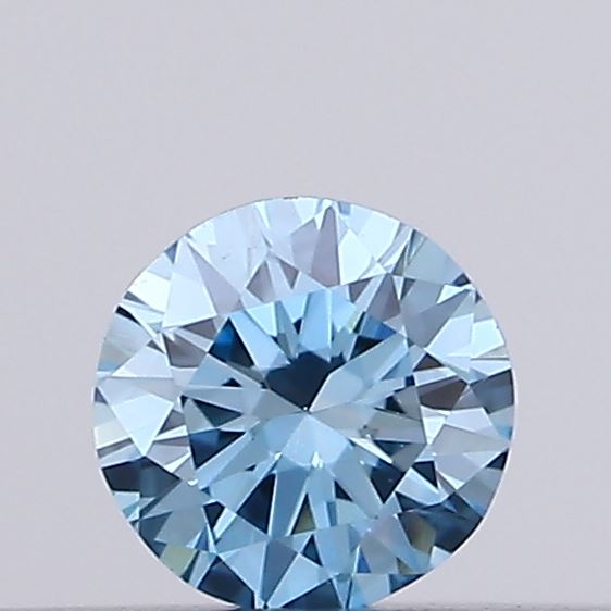 Actual 0.11 carat Vivid Blue Round lab-grown diamond