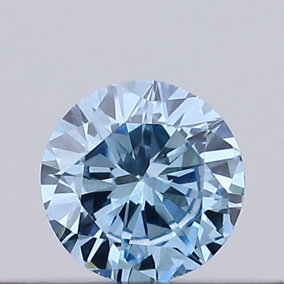 Actual 0.12 carat Vivid Blue Round lab-grown diamond