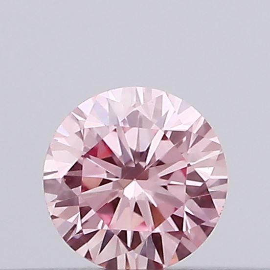 Actual 0.11 carat Vivid Pink Round lab-grown diamond
