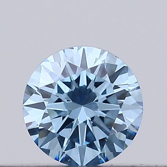 Actual 0.12 carat Vivid Blue Round lab-grown diamond