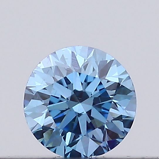 Actual 0.11 carat Vivid Blue Round lab-grown diamond