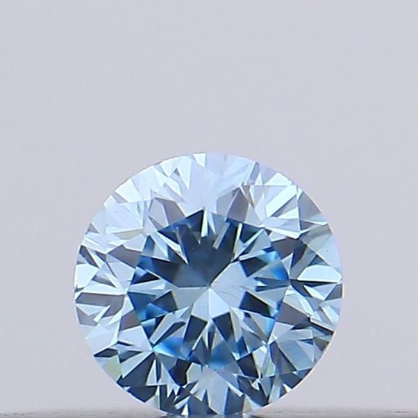 Actual 0.12 carat Vivid Blue Round lab-grown diamond