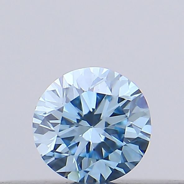 Actual 0.12 carat Vivid Blue Round lab-grown diamond