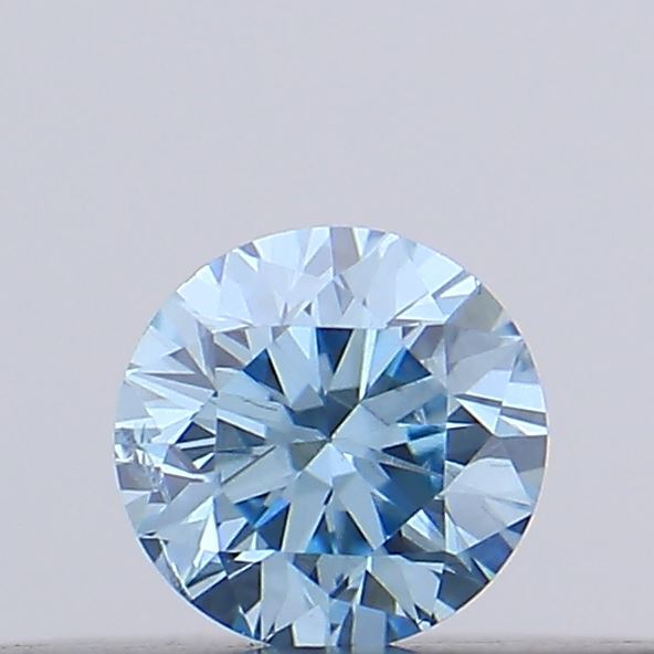 Actual 0.12 carat Vivid Blue Round lab-grown diamond