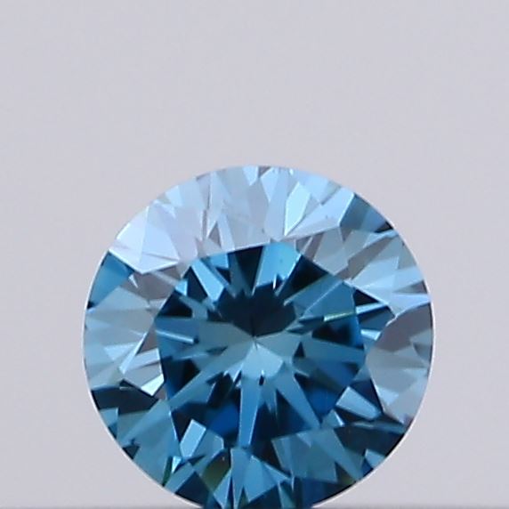 Actual 0.12 carat Vivid Blue Round lab-grown diamond