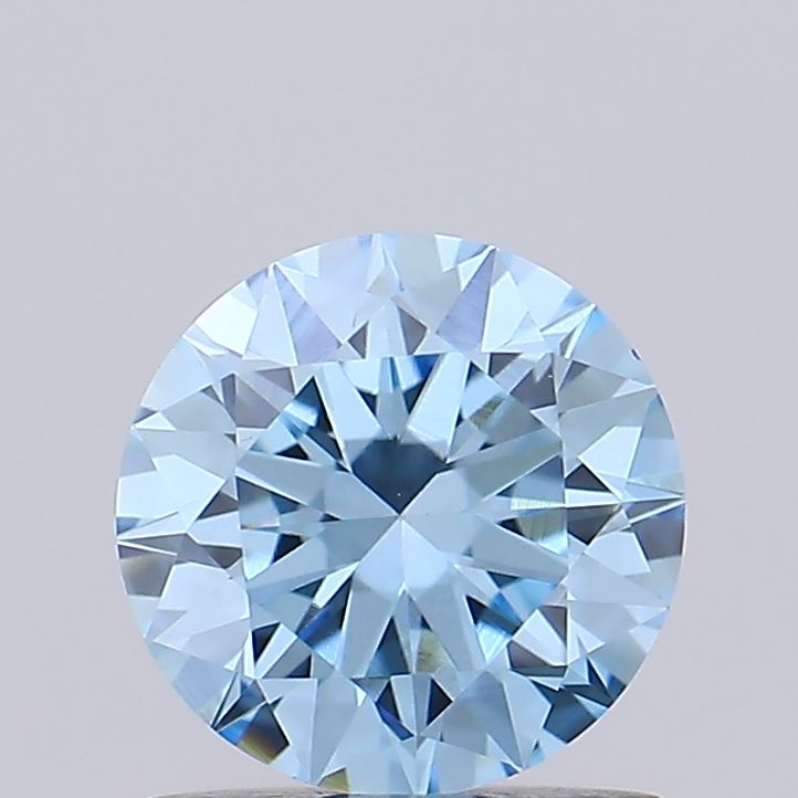 Actual 0.93 carat Vivid Blue Round lab-grown diamond