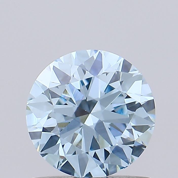 Actual 0.93 carat Vivid Blue Round lab-grown diamond