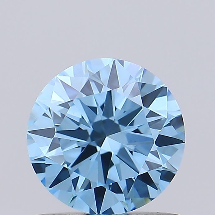 Actual 0.91 carat Vivid Blue Round lab-grown diamond