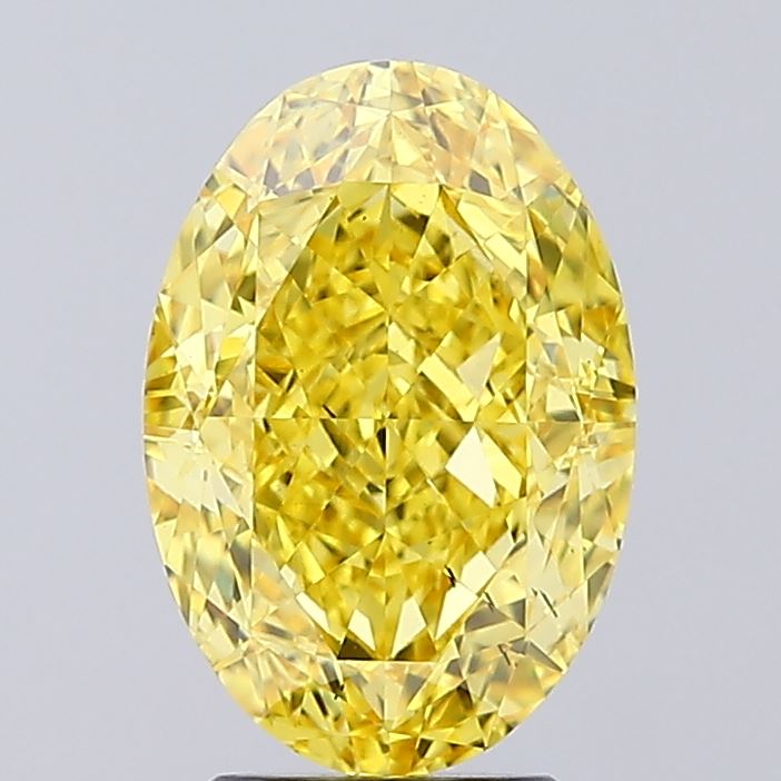 4.73 ct Oval lab grown diamond Fancy Vivid Yellow VS2