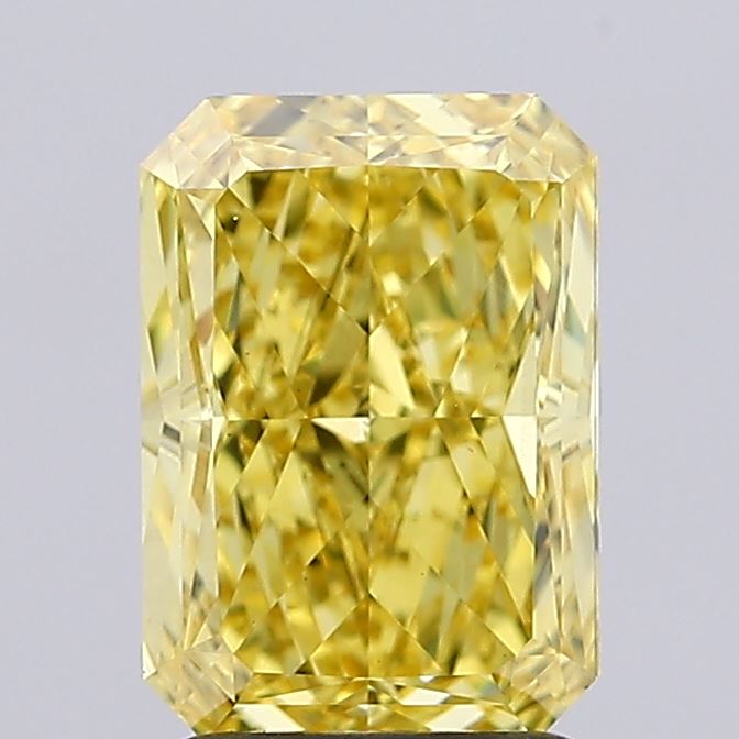 2.45 ct Radiant lab grown diamond Fancy Vivid Yellow VS1