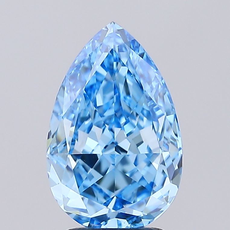 2.96 ct Pear lab grown diamond Fancy Vivid Blue VS1