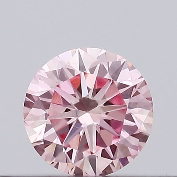 Actual 0.17 carat Intense Pink Round lab-grown diamond