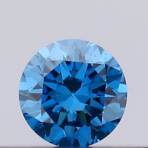 Actual 0.14 carat Vivid Blue Round lab-grown diamond