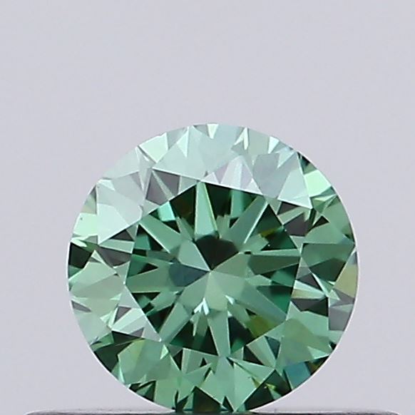 Actual 0.35 carat Fancy Vivid Green Round lab-grown diamond