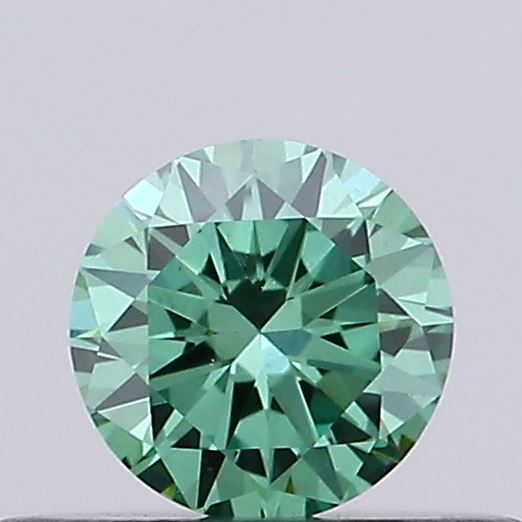 Actual 0.28 carat Fancy Vivid Green Round lab-grown diamond