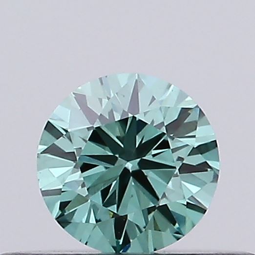 Actual 0.26 carat Fancy Vivid Green Round lab-grown diamond