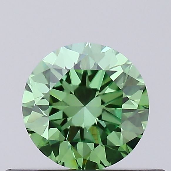 Actual 0.33 carat Fancy Vivid Green Round lab-grown diamond