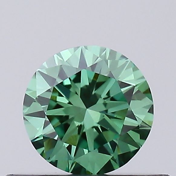 Actual 0.31 carat Fancy Vivid Green Round lab-grown diamond