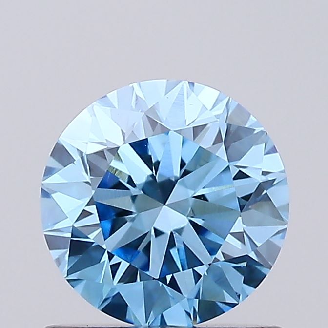 Actual 0.87 carat Vivid Blue Round lab-grown diamond