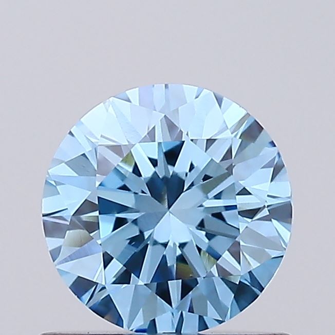 Actual 0.78 carat Vivid Blue Round lab-grown diamond