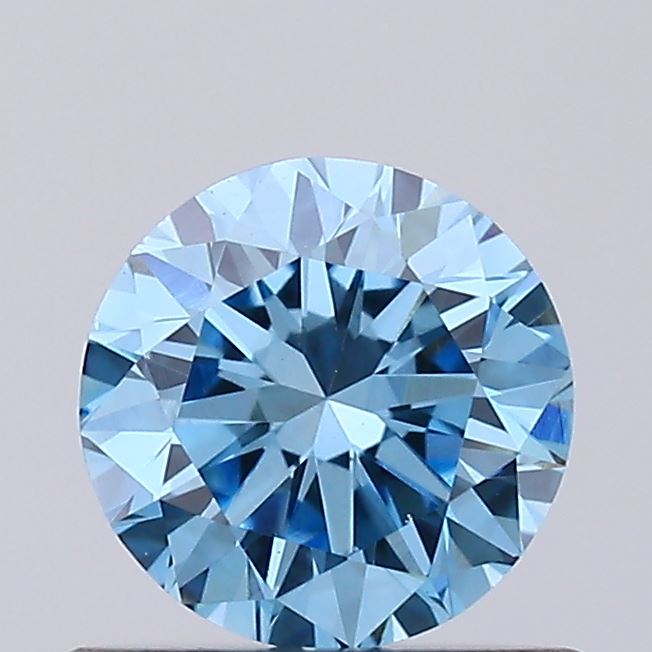 Actual 0.55 carat Vivid Blue Round lab-grown diamond