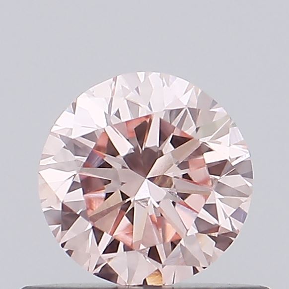 Actual 0.45 carat Fancy Intense Pink Round lab-grown diamond