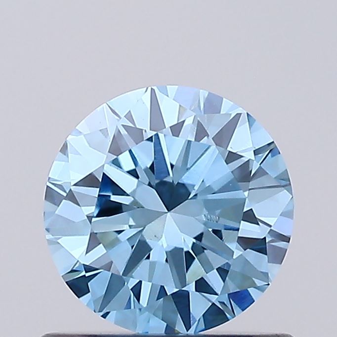 Actual 0.75 carat Vivid Blue Round lab-grown diamond