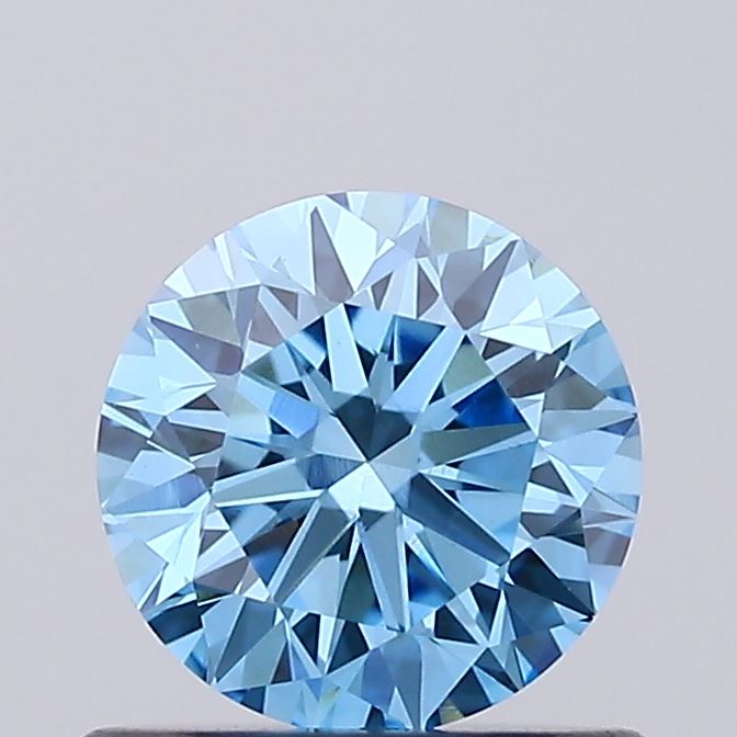 Actual 0.74 carat Vivid Blue Round lab-grown diamond