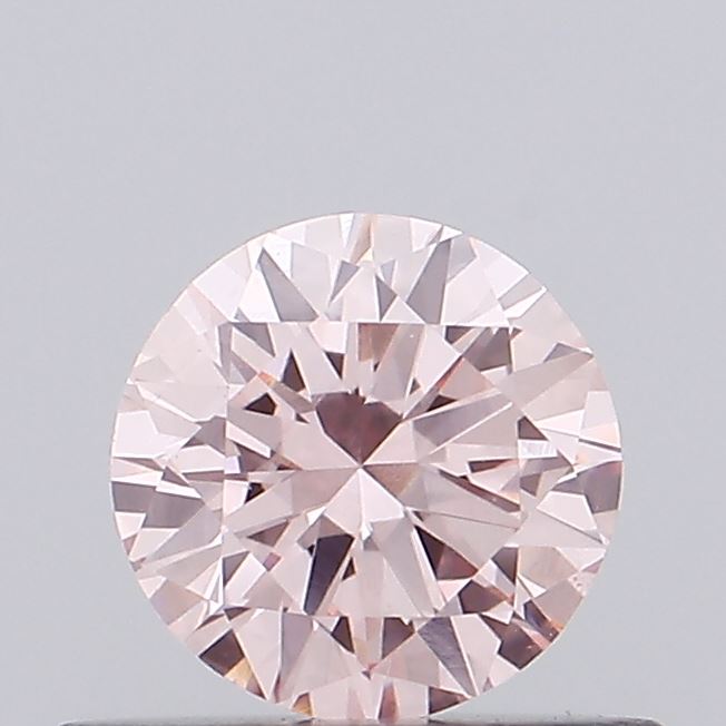 Actual 0.48 carat Intense Pink Round lab-grown diamond