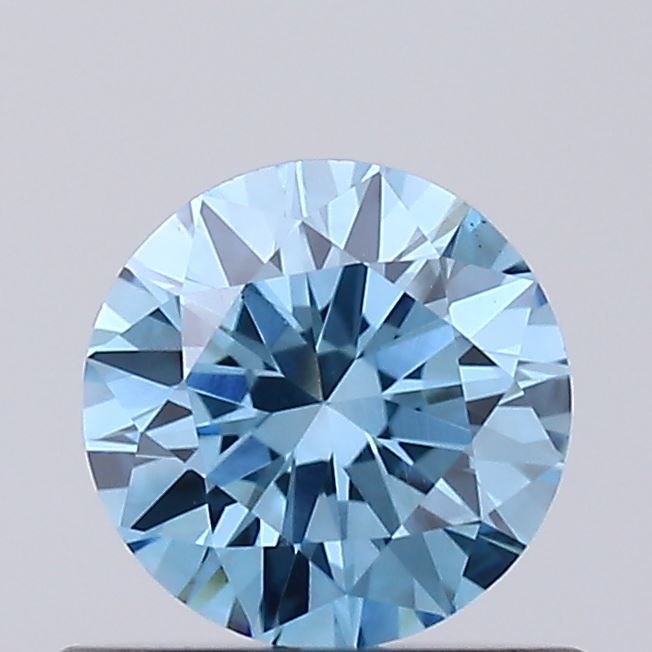 Actual 0.5 carat Vivid Blue Round lab-grown diamond
