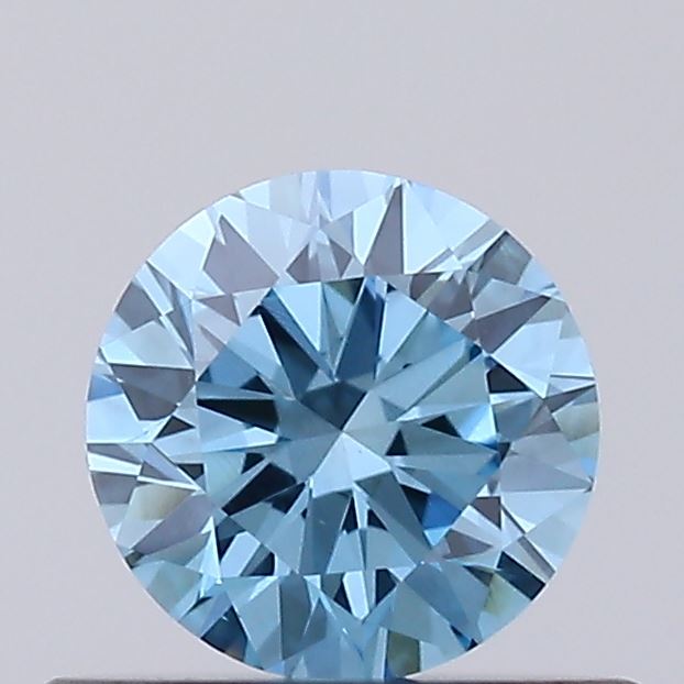 Actual 0.39 carat Vivid Blue Round lab-grown diamond