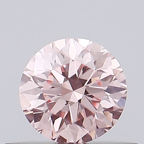 Actual 0.33 carat Fancy Intense Pink Round lab-grown diamond