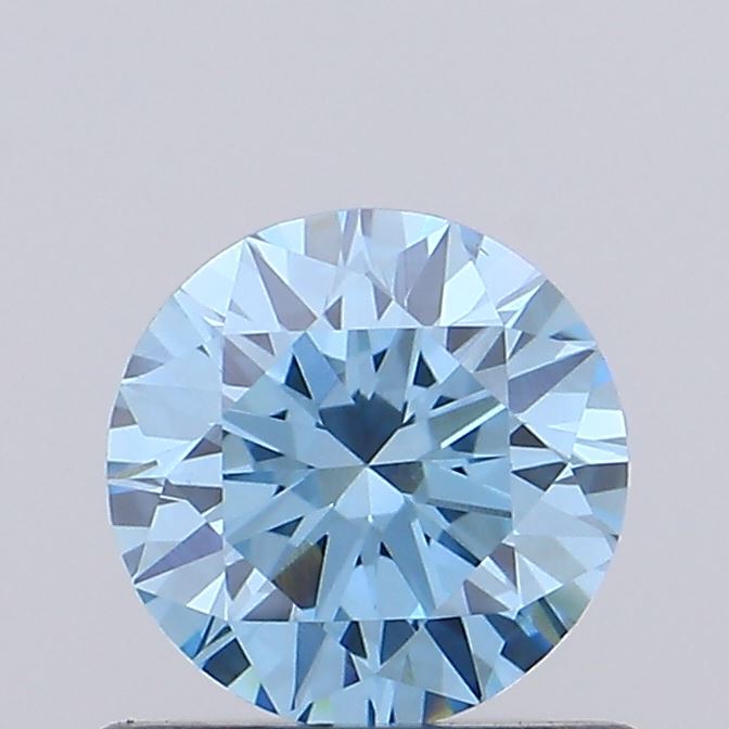 Actual 0.56 carat Vivid Blue Round lab-grown diamond