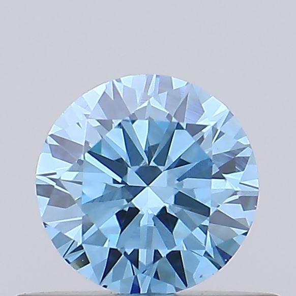 Actual 0.36 carat Vivid Blue Round lab-grown diamond