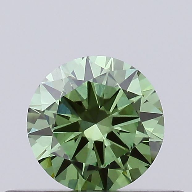 Actual 0.3 carat Fancy Vivid Green Round lab-grown diamond