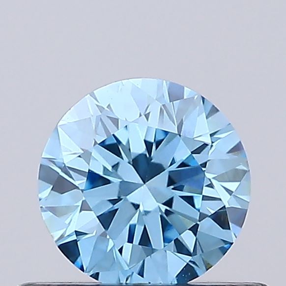 Actual 0.48 carat Vivid Blue Round lab-grown diamond