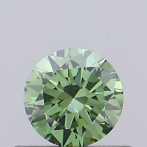 Actual 0.33 carat Fancy Vivid Green Round lab-grown diamond