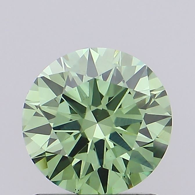 Actual 0.75 carat Vivid Green Round lab-grown diamond