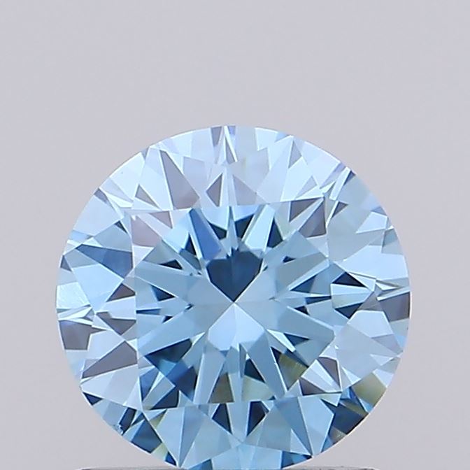 Actual 0.69 carat Vivid Blue Round lab-grown diamond