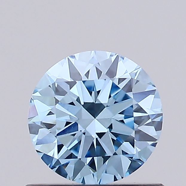 Actual 0.77 carat Vivid Blue Round lab-grown diamond