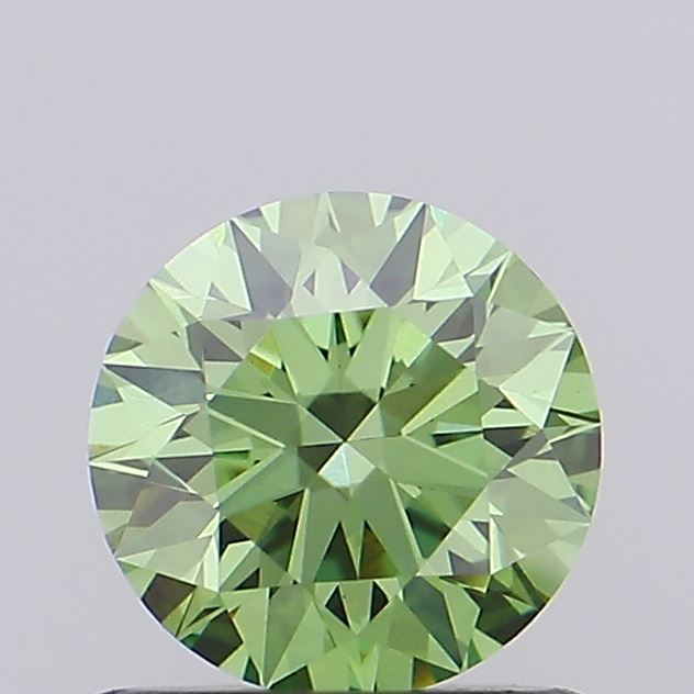 Actual 0.91 carat Vivid Green Round lab-grown diamond